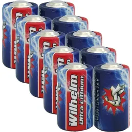 Wilhelm 10 x Wilhelm ER14250 LS14250 Batterie 1/2 AA Lithium 3,6V 1200 mAh Li-SOCl2