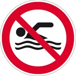 Schild Schwimmen verboten ISO 20712-1, Alu, Ø 400 mm
