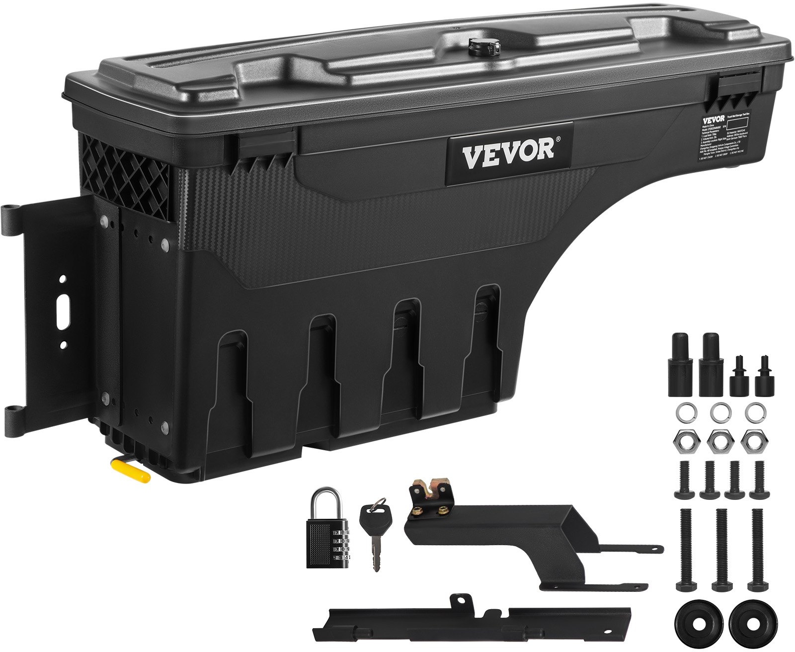VEVOR Lkw-Ladeflächen-Aufbewahrungsbox, Abschließbarer Schwenkkoffer, 25 L ABS-Radkasten-Werkzeugkasten, Wasserdicht & Langlebig, Kompatibel mit Ford F-150 2015–2021, Lkw-Ladefläche Aufbewahrungsbox