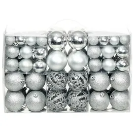 vidaXL 100-tlg. Weihnachtskugel-Set 3/4/6 cm Silbern