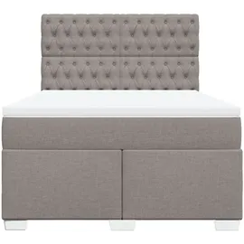 vidaXL Boxspringbett mit Matratze Taupe 140x200 cm Stoff