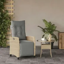 vidaXL Gartensessel mit Fußteil Verstellbar Beigemischung Poly Rattan