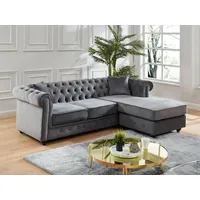vente-unique Vente-unique-Chesterfield Ecksofa - Anthrazit - toledo