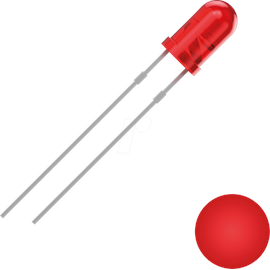 Quadrios LED, bedrahtet Rot Rund 3 mm, 700 mcd, 30°