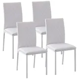 MC Star Stuhl Esszimmerstühle im 4er-Set, Küchenstuhl mit Rückenlehne (Kunstleder, Wohnzimmerstuhl mit Fußpolster, Stühle, Polsterstuhl), mit Metallbeinen für Esstisch, Weiß weiß