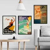 Nacnic POSTER Set Mit 3 Schwimmbäder, Strände, Schwimmkurse. A3 Rahmenlos