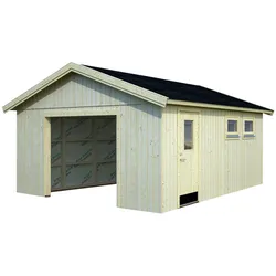PALMAKO Holzgarage »Andre 21,5«, BxT: 448 x 548 cm (Außenmaße), Holz - beige