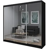 Beautysofa Schrank mit Schwebetüren Debra Kleiderschrank mit Spiegeln Kleiderstangen Schwarz, - Schwarz