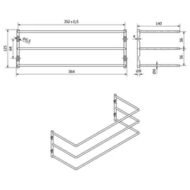 SOTech Backblechhalter für 3 Backbleche 364 x 140 x 125 mm Schwarz Chrom