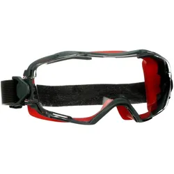 3M GoggleGear 6000 Vollsichtbrille, roter Rahmen, Scotchgard Antibeschlag-/Antikratz-Beschichtung (K&N), transparente Scheibe, GG6001SGAF-RED-EU
