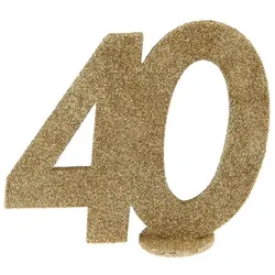 40. Geburtstag gold glitzer Tischdekoration 11x 10 cm Zahl 40