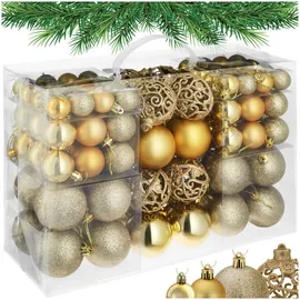 Tectake Weihnachtskugeln, Gold, Gold, Textil, Stern/Sternzeichen, Rund, 6x6x6 cm