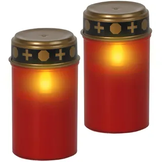 Star Trading Led Grablicht mit Timer Grabkerzen mit Batterie | 2er Set | rot | Outdoor | Kerzen