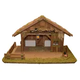 Alfred Kolbe Krippe Krippenstall ohne Trafo, mit Laterne, Lagerfeuer braun