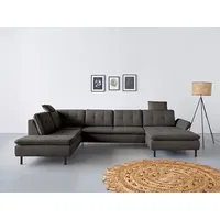 Wohnlandschaft INOSIGN "Birkholm U-Form", grau, B:347cm H:83cm T:226cm, 98% Polyester 2% Polyamid, Sofas, Wohnlandschaft, Armlehnverstellung, auch in Easy Clean Bezug - mit Wasser zu reinigen