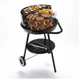 Relaxdays Holzkohlegrill mit Rollen schwarz