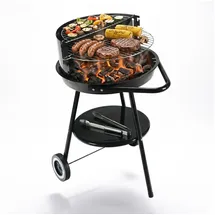 Relaxdays Holzkohlegrill mit Rollen schwarz