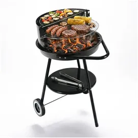 Relaxdays Holzkohlegrill mit Rollen schwarz