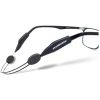 STANDWERK® Brillenband – Extrem zuverlässiges Sportbrillenband für Damen, Kinder, Herren – Brillenhalter geeignet für Sport & Freizeit – Brillenzubehör I Normale Länge (Schwarz) - Normale Länge (Schwarz)