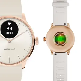 Withings ScanWatch Light 37 mm sand, Sport Fluorelastomer-Armband weiß/rosegold