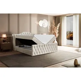 altdecor Boxspringbett VILA-Z, Polsterbett mit Kopfteil, Bettkasten, Fußteil - Mittelfest (H3) Matratze - 140x200 - Taupe Samt - Taupe