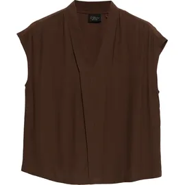 s.Oliver Blusentop Ärmellose Viskose-Bluse mit V-Ausschnitt Braun S