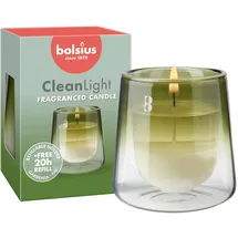 Bolsius - CleanLight Starterset - Nachfüllbare Duftkerze - Halter & Nachfüllung - Gardenia & Feige - Grün - Brenndauer 20 Stunden - Enthält Natürliches Pflanzenwachs - Nachhaltiges Konzept