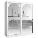 Deine Möbel 24 Schiebetürenschrank MOSSA 180 cm breit mit Spiegel (perfekt für Schlafzimmer, Flur, Garderobe, 1-St., Schwebetürenschrank) Kleiderschrank in Weiß, Schwarz Cashmere weiß
