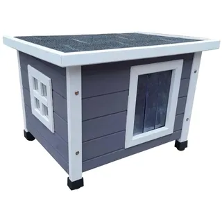 @Pet vidaXL Outdoor Katzenhaus XL 68,5x54x51,5 cm Holz Grau und Weiß