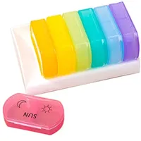 OFKPO Pillendose für 7 Tage,Tablettenbox mit 2 Fächern(Rainbow)