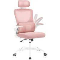 Woltu Bürostuhl ergonomisch, Schreibtischstuhl Netzstoff, höhenverstellbar, Rosa - Rosa