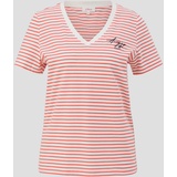 s.Oliver T-Shirt mit Streifen und V-Ausschnitt, rot