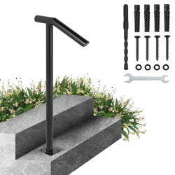 VEVOR Handlauf  95CM Höhe Schmiedeeisenhandlauf Belastbarkeit 91KG Rundrohr, Eingangsgeländer Formschön Schwarz Zwei-Treppen Treppengeländer Edelstahl Geländer für Außentreppen