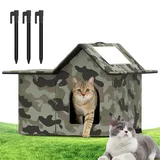 KBIBCK Katzenhaus für Draußen Winterfest Katzenhaus Outdoor, Wasserdicht Katzenhöhle, Haus für Verwilderte Katzen mit Abnehmbaren Kissen, Faltbares Wetterfest Wilde Katzenschutz für Streuner Haustiere