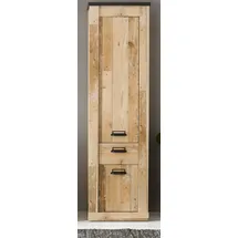 furn.design Bad Hochschrank Stove Used Wood hell und anthrazit 51 x 201cm - Naturbelassen, Dunkelgrau