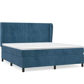 vidaXL Boxspringbett mit Matratze Dunkelblau 180x200 cm Samt