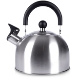 ORION Wasserkessel 2,5 L - Modernes Design Flötenkessel Induktion/Gasherd - Edelstahl Matt - Silber - Alle Herdarten - Pfeifkessel Geeignet - 18 cm Durchmesser - Ideal Für Moderne/Traditionelle Küchen