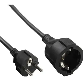 InLine InLine® Schutzkontakt-Verlängerung ST / BU, schwarz,1m