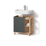 livinity® Waschbeckenunterschrank, Anthrazit, Sonoma Eiche, 4 Fächer, Rechteckig, 60x65x35 cm, Badezimmer, Badezimmerschränke, Waschbeckenunterschränke