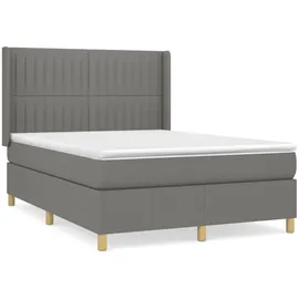 vidaXL Boxspringbett mit Matratze Dunkelgrau 140x200 cm Stoff1380038