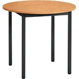 Sodematub Mehrzwecktisch buche, schwarz rund, Vierkantrohr schwarz, 80,0 x 80,0 x 74,0 cm
