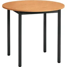 Sodematub Mehrzwecktisch buche, schwarz rund, Vierkantrohr schwarz, 80,0 x 80,0 x 74,0 cm