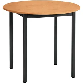 Sodematub Mehrzwecktisch buche, schwarz rund, Vierkantrohr schwarz, 80,0 x 80,0 x 74,0 cm