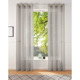 my home Gardine REGINA, my home, Ösen (2 St), transparent, Vorhang, Fertiggardine, 2-er Set, transparent, modern, Struktur grau 140 cm x 145 cm