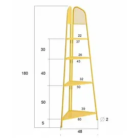 kompatible Ware Eckregal Ekko gelb 48,0 x 27,0 x 180,0 cm