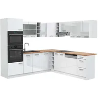 Vicco Winkelküche R-Line L-Form 237 x 247 cm Weiß Hochglanz
