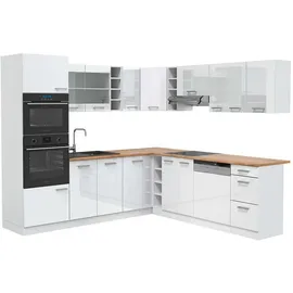 Vicco Winkelküche R-Line L-Form 237 x 247 cm Weiß Hochglanz