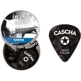 Cascha Gitarren-Plektrum Heavy 24 Stück I hochwertiges Plektren-Set aus robustem & griffigem Celluloid - inkl. praktischer Plektrum-Aufbewahrungs-Box I 0,96 mm Heavy Plektron schwarz 24 Stück, HH 2295