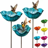 Handgefertigter Metall-Gartenstecker Mit Blume und Vogel,Blumenstecker VogelträNke Garten,Blumen Gartenstecker füR VöGel,Bienens SchmetterlingsträNke (Blau,3)