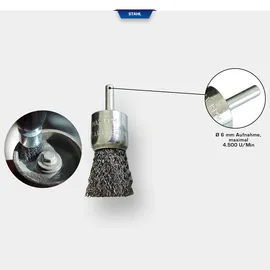 BRILLIANT TOOLS Pinselkopfbürste, Ø 25 mm mit 6 mm Aufnahme